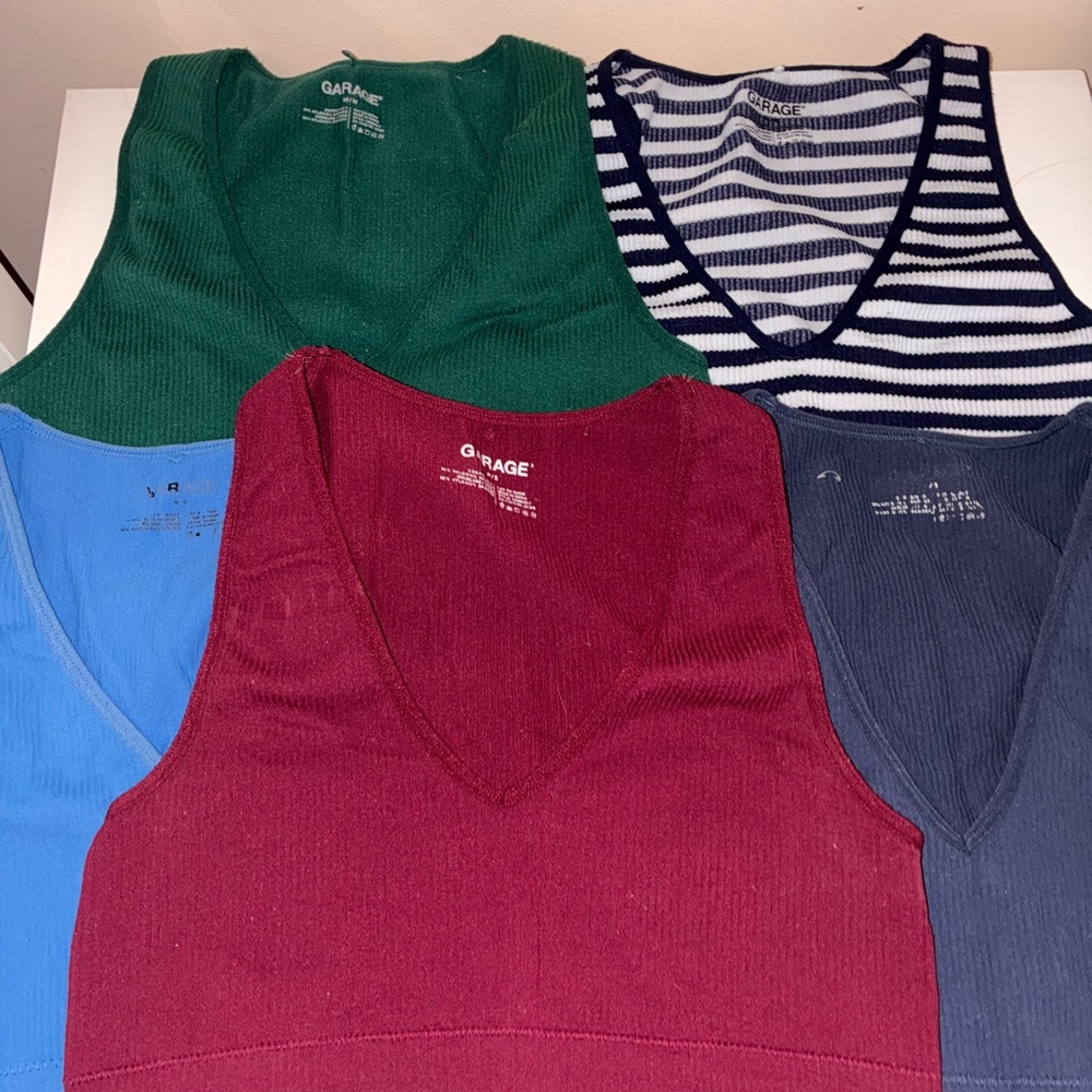 5/18 3/10$ !! Garage Women's Tank Tops - Burgundy, Green, Blue, Navy, Striped